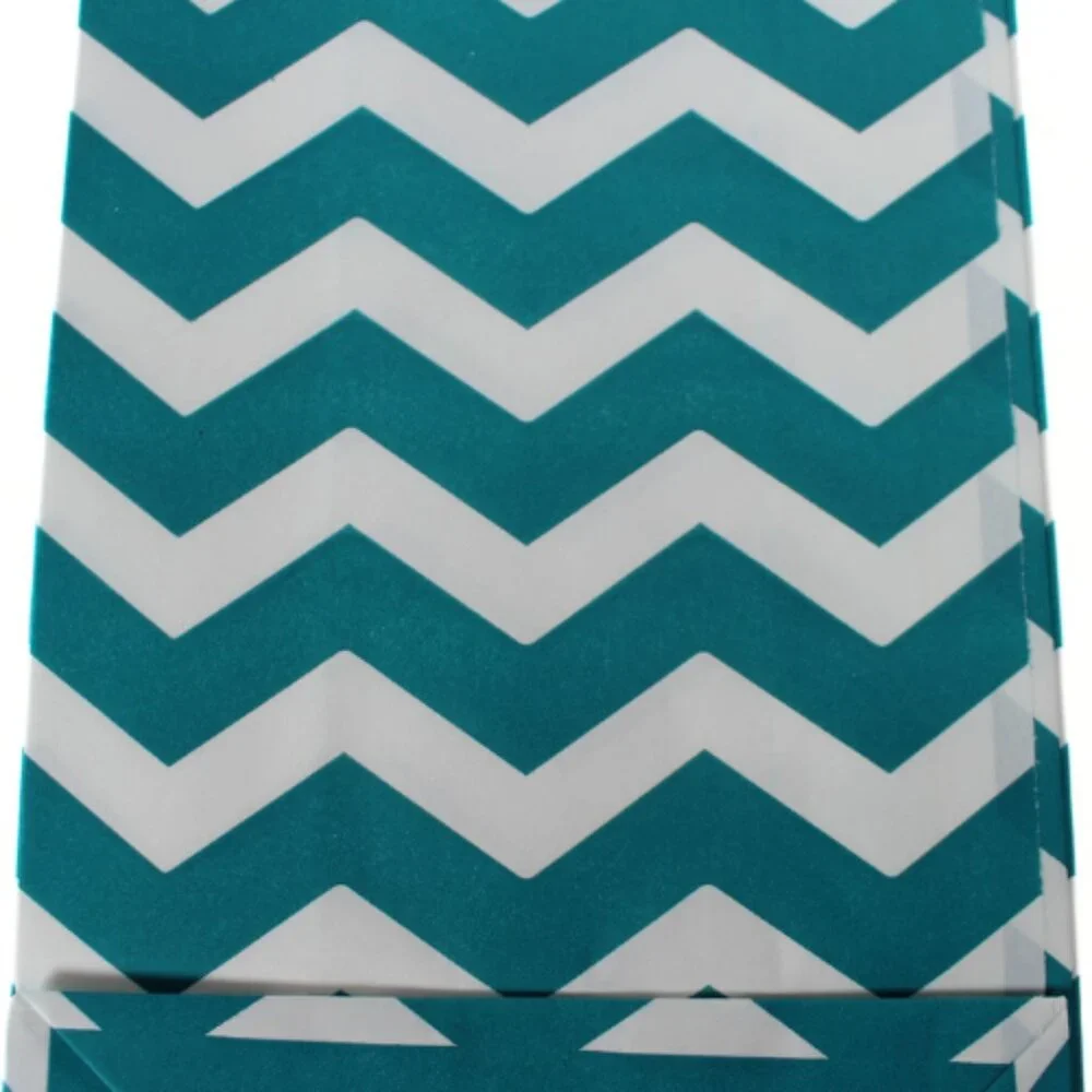 Y2K Teal & White Chevron Paper Gift Bags Set of 6 Crafts Scrapbooking